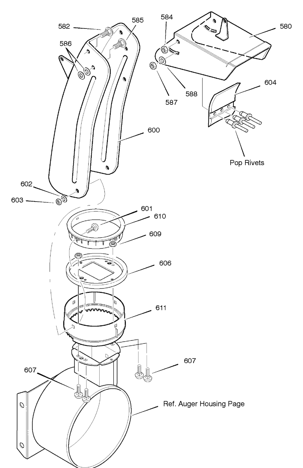 Discharge Chute Diagram and Parts List for 633134X54C 2004 Briggs and Stratton Snow Blower